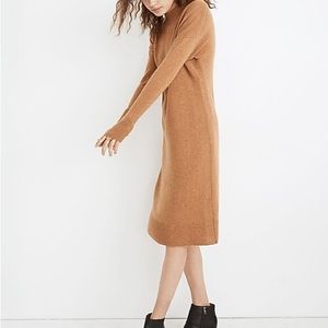 Madewell Cashmere Winter Warm Midi Sweater Dress Tunic Brown honey chestnut S